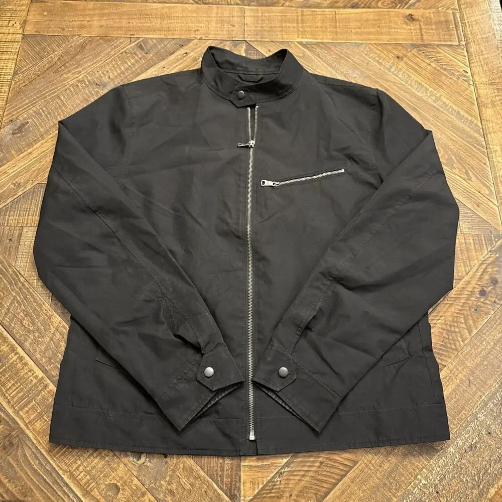 Banana Republic Mens Large Black Lightweight FullZip Bomber Jacket Casual